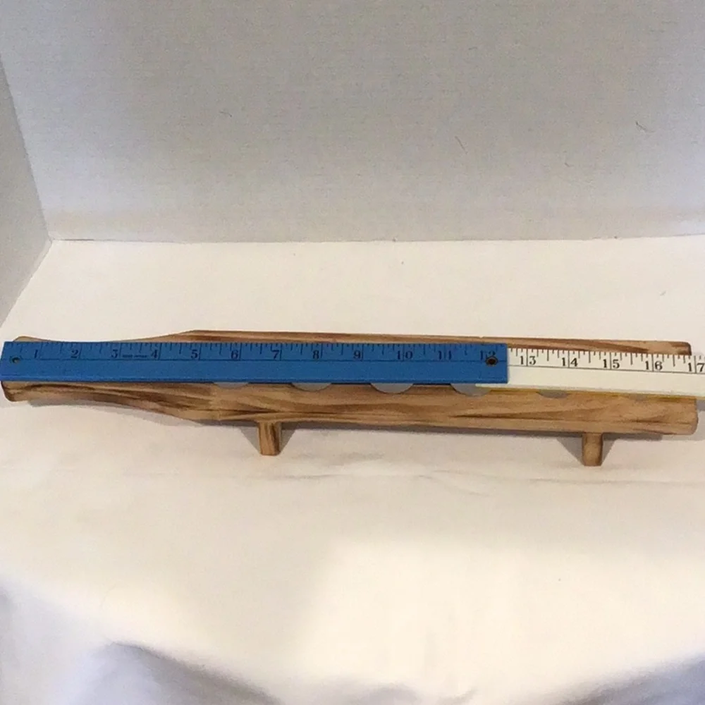 Wooden Bath Tray with Six Candle/Accessory Slots - burnt wood shot glass holder